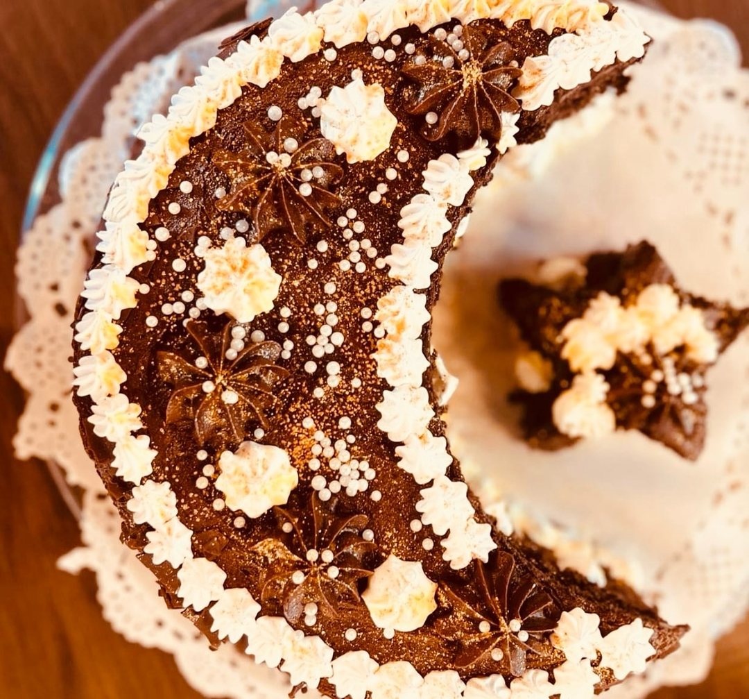 Crescent moon cake for Eid